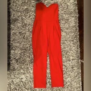 Express size 2 Strapless Jumpsuit with pockets and gold zipper accent closure